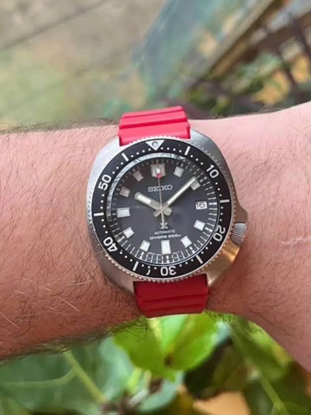 Nautica Men's Red Canvas Strap Watch with Black Dial and Silver Case